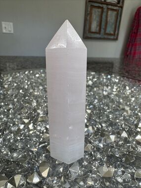 White Selenite Point Tower - Home Accents